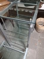 2 delig glazen kastje en tafeltje, Ophalen, Glas, Cd's