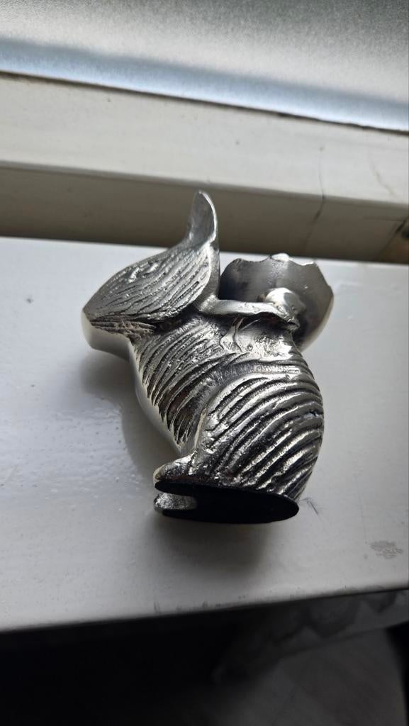 Set zilverkleurige Konijn Paasdecoratie met Kommetje, Antiek en Kunst, Ophalen of Verzenden