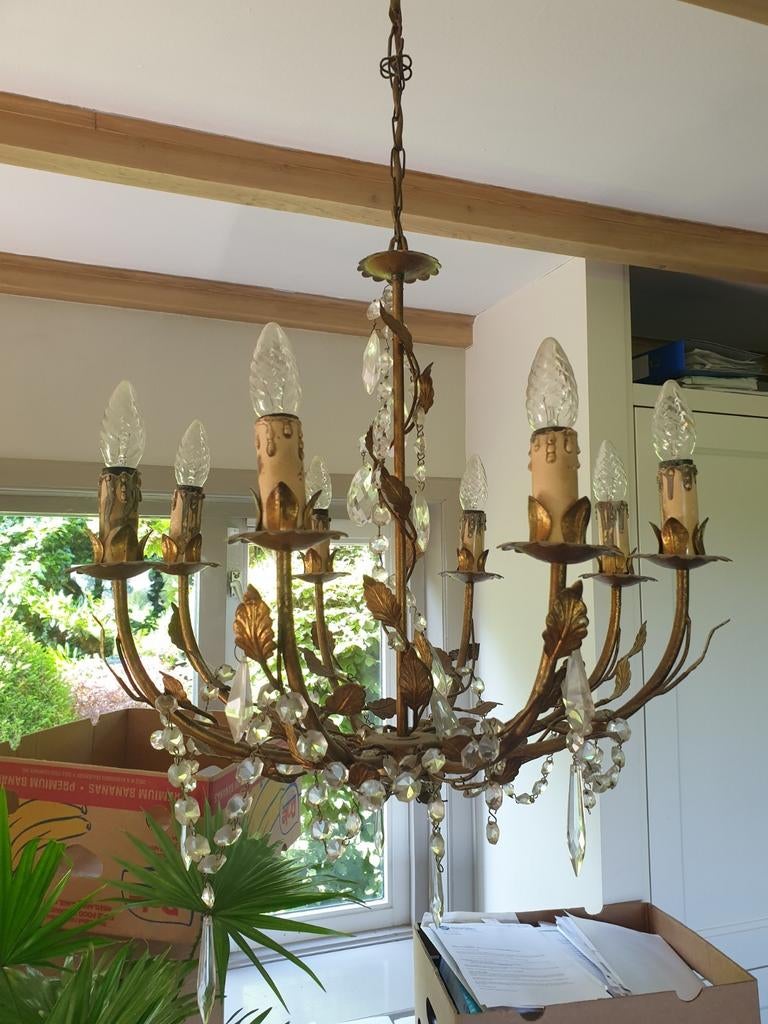 Franse brocante kroonluchter., Ophalen of Verzenden, Gebruikt