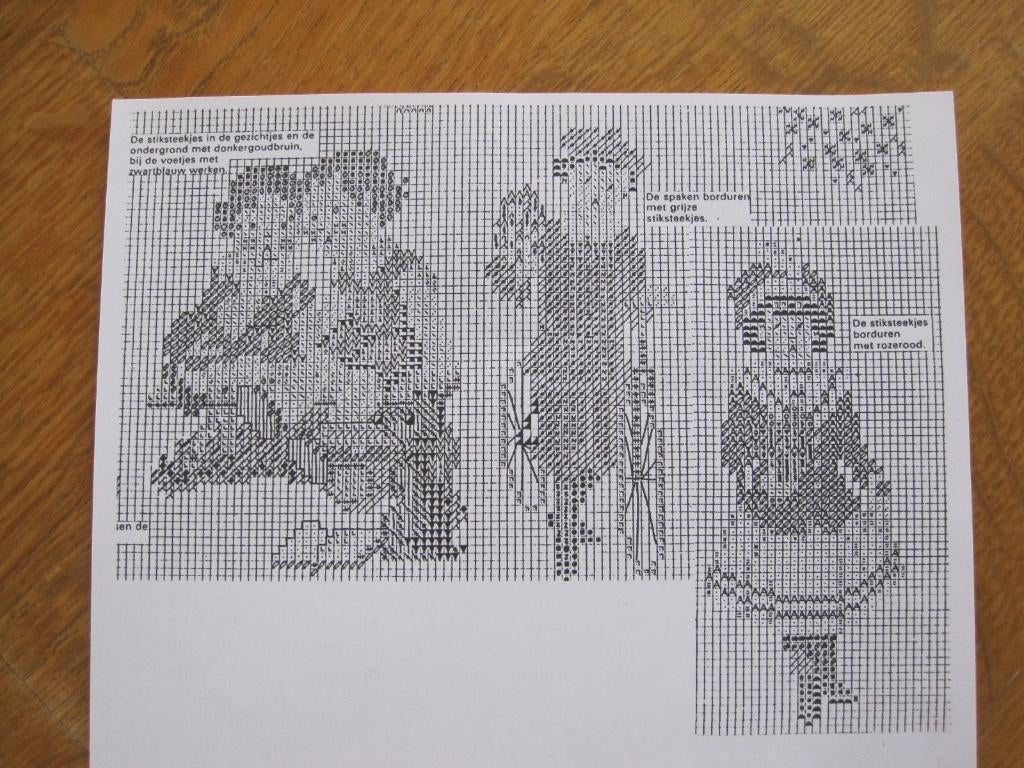 Brocante borduurpatronen compleet met nummers van dmc garen., Antiek en Kunst, Verzenden