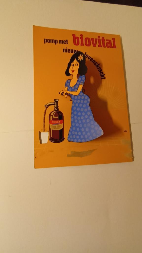 BIOVITAL karton winkel showcard met techniek, Ophalen of Verzenden, Gebruikt, Reclamebord