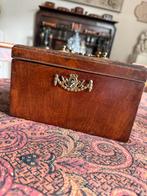 Antiek Mahonie theekist met interieur, Ophalen of Verzenden