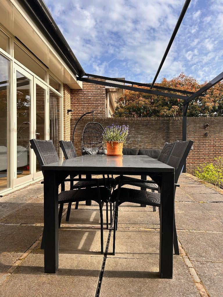 Tuintafel met stoelen, Tuin en Terras, Tuinsets en Loungesets, Ophalen, Gebruikt, 6 zitplaatsen, Aluminium