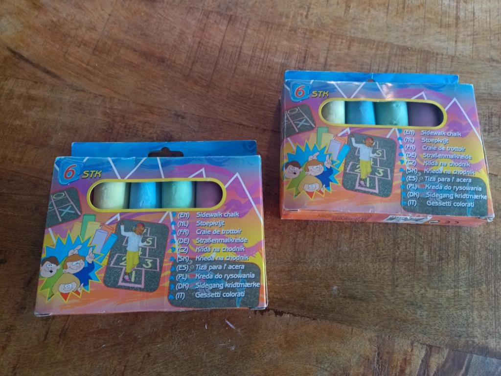 Stoepkrijt 6 kleuren, Ophalen, Nieuw