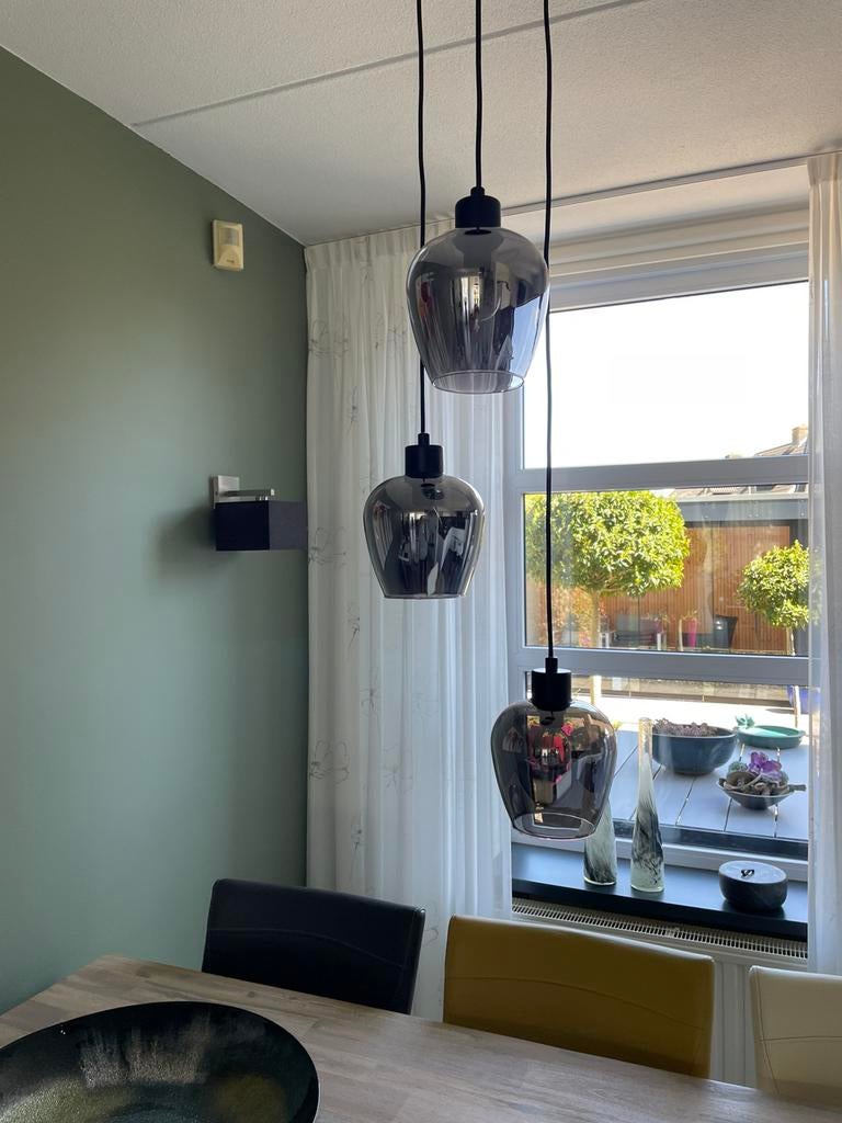 Lamp rookglaskleur, Huis en Inrichting, Lampen | Hanglampen, Ophalen, 50 tot 75 cm, Moderne hanglamp, Glas