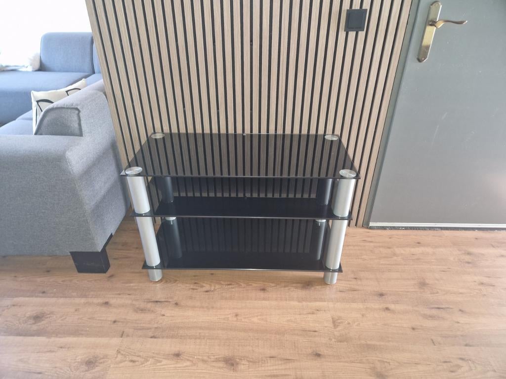 Glazen tv meubel, Huis en Inrichting, Kasten | Televisiemeubels, Ophalen, 25 tot 50 cm, Minder dan 100 cm