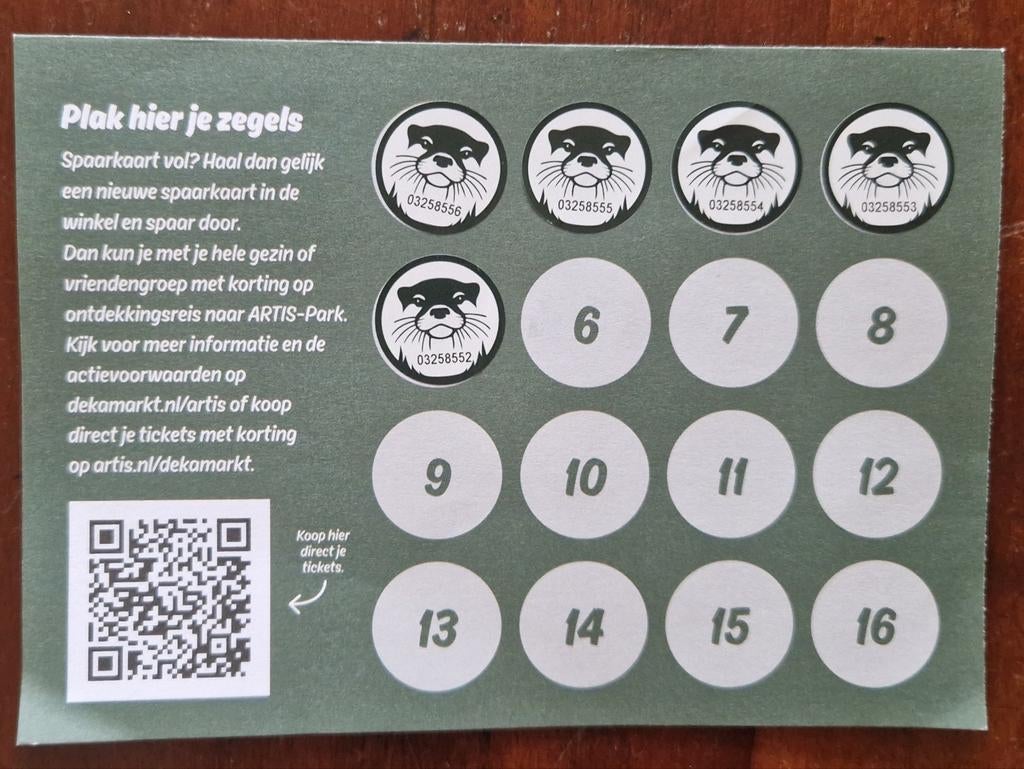 Dekamarkt 5 Artis spaarzegels, Dekamarkt, Ophalen of Verzenden