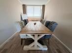 Landelijke eettafel met 6 stoelen en bijzettafel, Huis en Inrichting, Tafels | Eettafels, Ophalen, Gebruikt, 100 tot 150 cm, 200 cm of meer