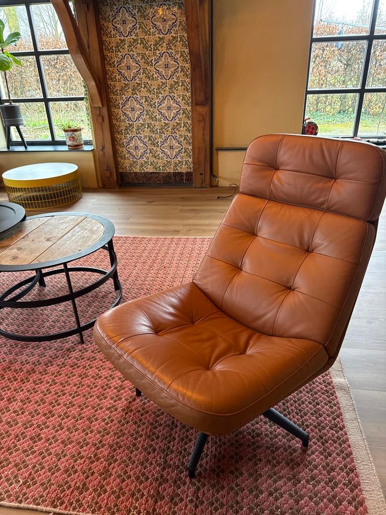 Twee retro draai fauteuils - IKEA HAVBERG, Huis en Inrichting, Fauteuils, Ophalen, Zo goed als nieuw, Leer, 75 tot 100 cm