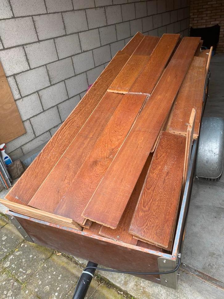 Hardhouten vloerdelen merbau, Doe-het-zelf en Verbouw, Vloerdelen en Plavuizen, Gebruikt, Vloerdelen of -planken, Hout, 150 cm of meer