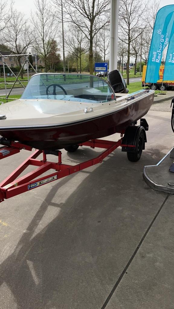Beekman speedbootje met 2 motoren en Pega trailer, Watersport en Boten, Speedboten, Gebruikt, 3 tot 6 meter, Benzine, Minder dan 70 pk