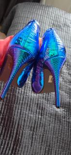 Nieuwe Metallic Blauwe Benzine Slangenprint High Heels, Ophalen of Verzenden