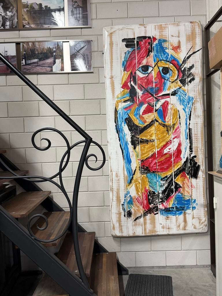 Kunstwerk op houten tafel blad, 200 cm of meer, Minder dan 50 cm, Rechthoekig, 50 tot 100 cm