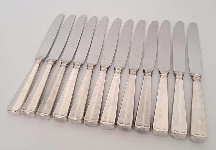 Haags Lofje verzilverde dinermessen - Sola 100, Huis en Inrichting, Keuken | Bestek, Gebruikt, Los bestek, Overige materialen