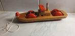 Trekschuit, hout, oud speelgoed,  maakt geluid, lengte 29 cm, Ophalen of Verzenden
