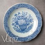 Prachtig groot wandbord, bord Boch Delfts blauw, bloemen, Ophalen of Verzenden