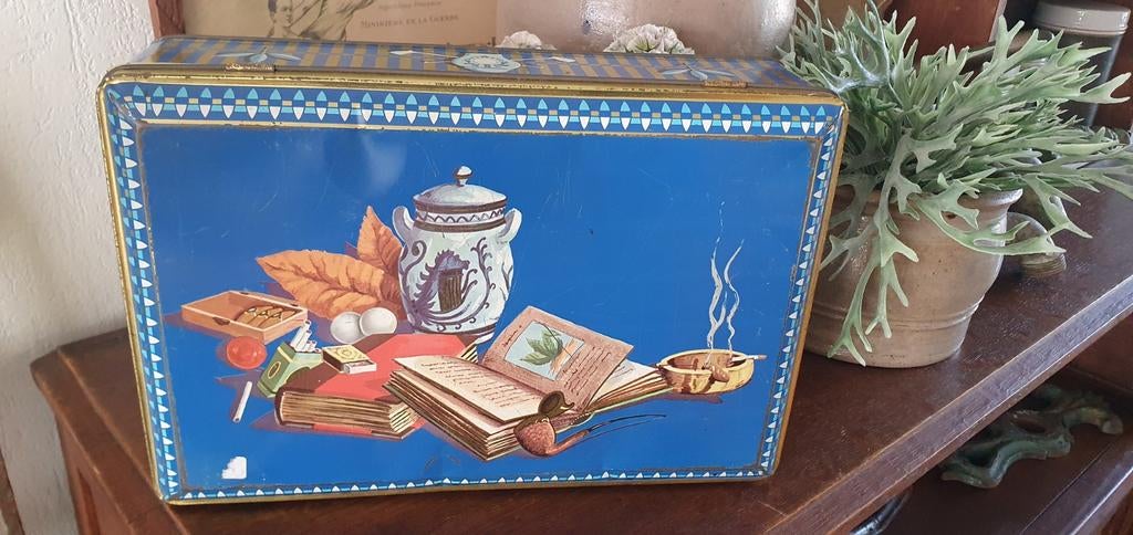 Groot retro vintage blik rookwaren verzamelen, Ophalen of Verzenden, Gebruikt, Overige