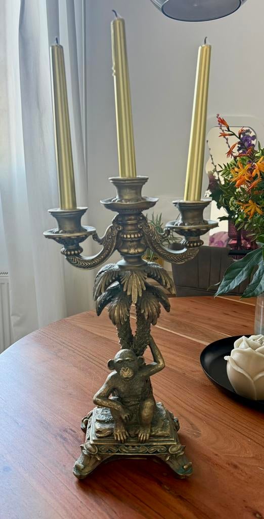 Gouden aap kandelaar Loods 5, Antiek en Kunst, Antiek | Kandelaars, Ophalen, Keramiek of Aardewerk