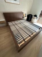 Tweepersoonsbed met lattenbodems en matras 2.00m bij 1.60m, Ophalen, Gebruikt, Bruin, Tweepersoons