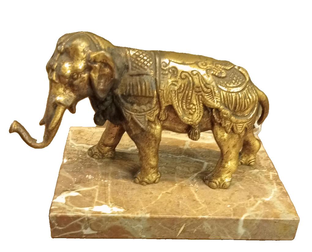 Bronzen Olifant op marmer., Antiek en Kunst, Antiek | Koper en Brons, Ophalen of Verzenden, Brons
