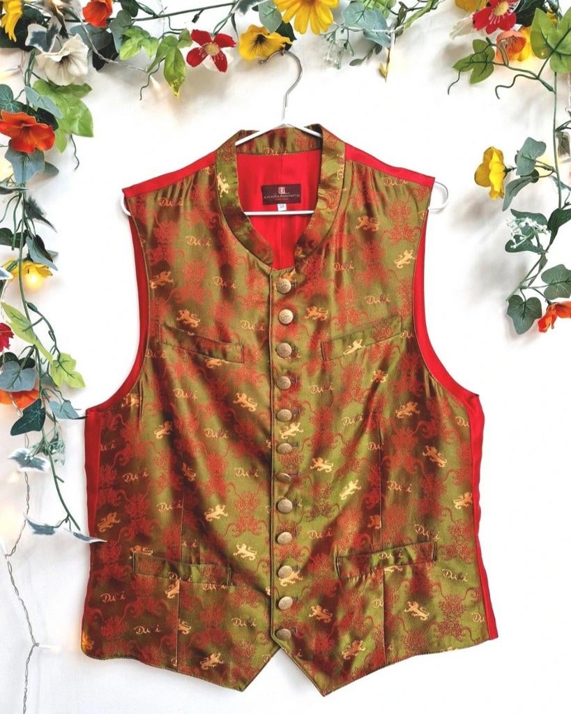 Uniek vintage chinese stijl gilet van zijde, Kleding | Dames, Bodywarmers, Ophalen of Verzenden, Zo goed als nieuw, Maat 42/44 (L)