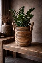 Rotan plantenmand met touw handvatten, Tuin en Terras, Bloembakken en Plantenbakken, Overige materialen, Minder dan 60 cm, Rond