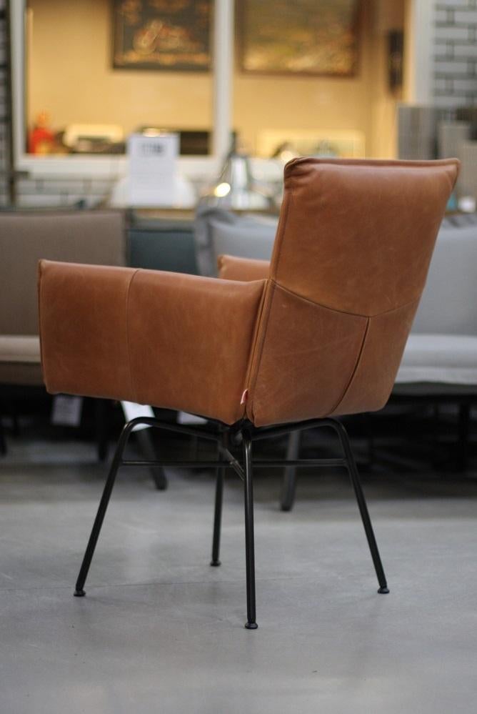 Luxe eetkamerstoel Sanne Jess Design leer cognac draaibaar, Ophalen, Bruin, Zo goed als nieuw, Eén