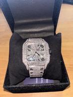 iced out santos skeleton type watch, Sieraden, Tassen en Uiterlijk, Horloges | Heren, Overige merken, Polshorloge, Overige materialen