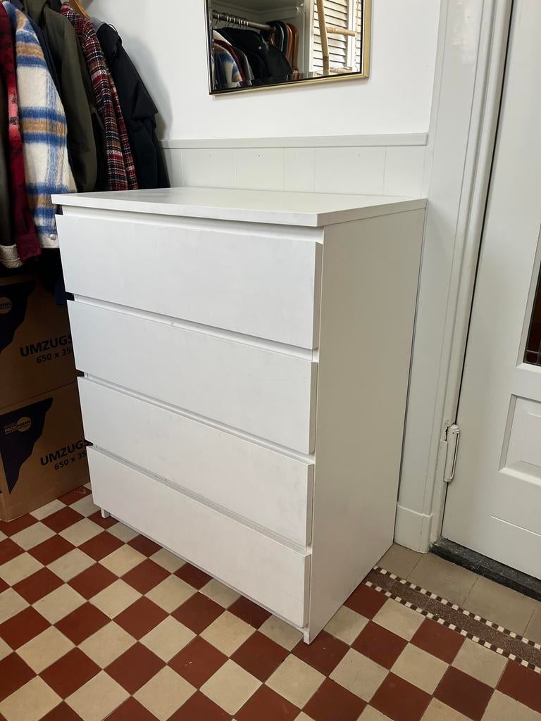 IKEA Malm ladekast wit, 4 lades (80x100 cm), Ophalen, Gebruikt, 100 tot 150 cm, 50 tot 100 cm