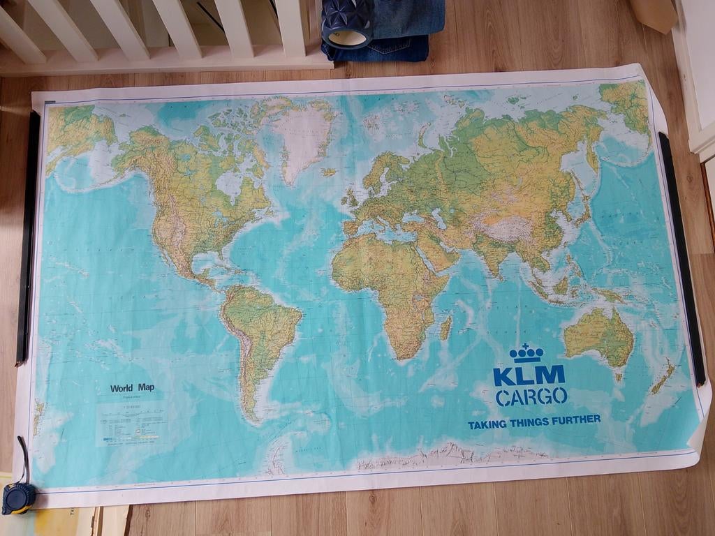 Grote Wereldkaart KLM Cargo - Fysieke Editie, Boeken, Gelezen, Ophalen of Verzenden, Landkaart, 1800 tot 2000