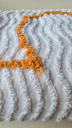 Vintage jaren zeventig Sprei 220x2210, wit, groen, geel, Gebruikt, Wit, Onbekend, Tweepersoons