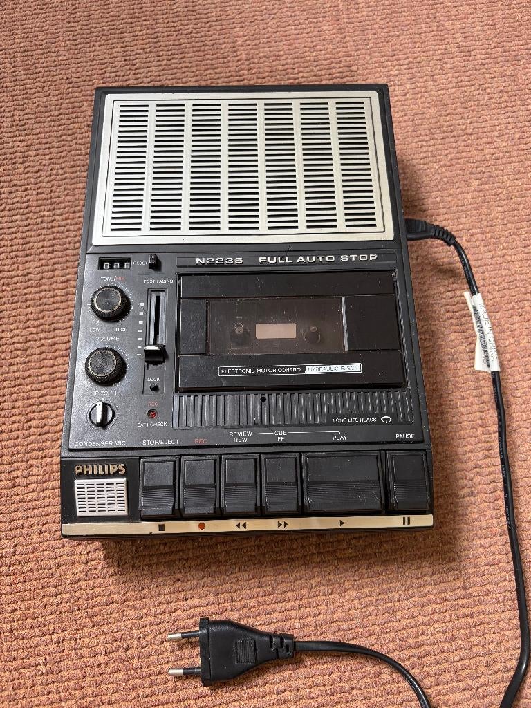 Philips N2235 Cassetterecorder - Vintage, Audio, Tv en Foto, Cassettedecks, Ophalen of Verzenden, Enkel, Philips, Tape counter