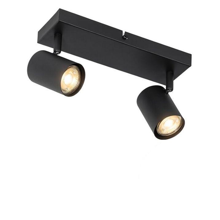 NIEUW - 2 stuks QAZQA Jedro SL 2 Black Square spots, Huis en Inrichting, Lampen | Spots, Nieuw, Plafondspot of Wandspot, Metaal of Aluminium