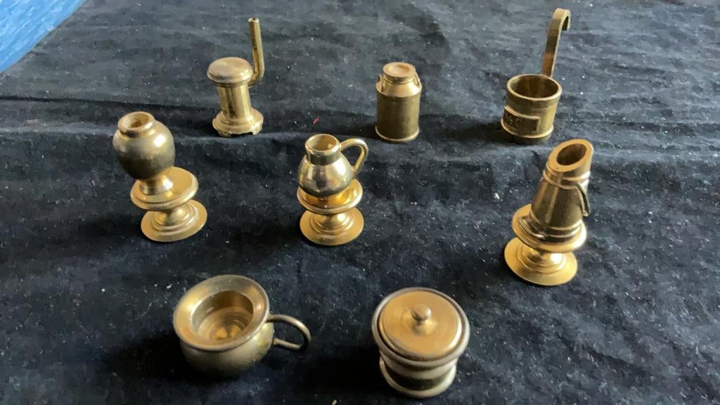 Miniaturen koper letterbak 11 st.samen te koop.   Ophalen, Ophalen