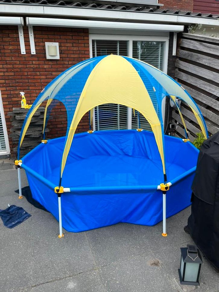 Kinderzwembad met parasol, Tuin en Terras, Zwembaden, Gebruikt, Opzetzwembad, Minder dan 80 cm, Minder dan 200 cm, Minder dan 200 cm