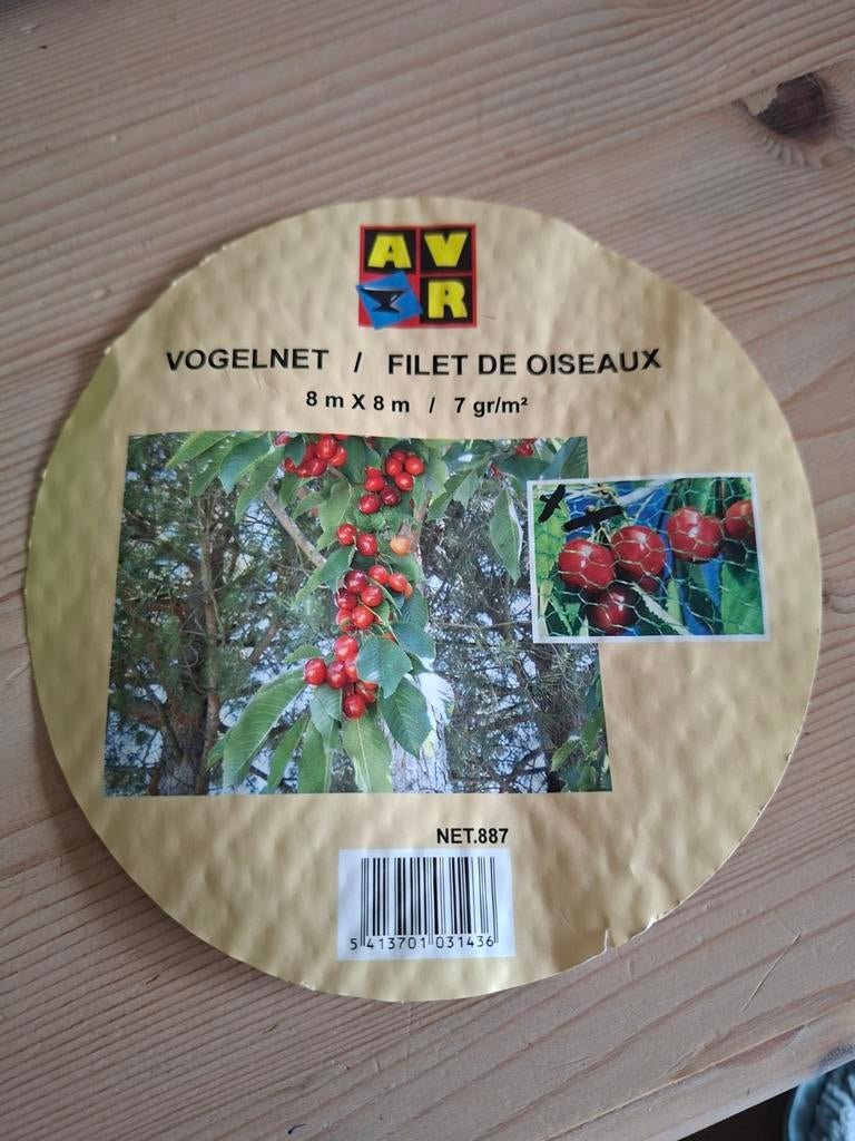9 Vogelnetten 8x8m  7 gr/m2 groene kleur, Ophalen of Verzenden, Nieuw