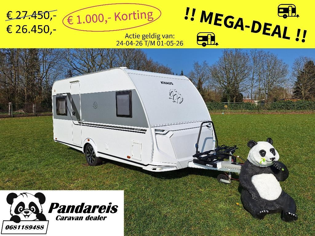 Knaus Sport 450 FU VOLAUTOM. MOVER + FIETSENDRAGER, Caravans en Kamperen, Schokbreker, Omvormbare zithoek, Rondzit, Bedrijf
