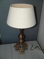 Mooie vintage schemerlamp lamp met zware ijzeren voet, Gebruikt, 25 tot 50 cm, Rond, Ophalen of Verzenden