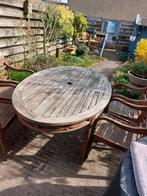 Ovale tuinset met 4 stoelen - opknapbeurt nodig, 4 zitplaatsen, Gebruikt, Ophalen of Verzenden, Tuinset