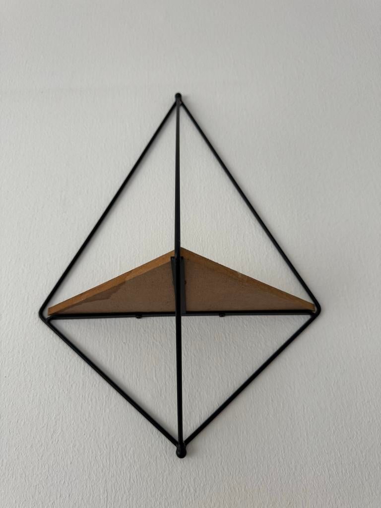 Wanddecoratie plankje voor kaars of kleine plant, Huis en Inrichting, Metaal, Zwart, Decoratieobject, Ophalen of Verzenden