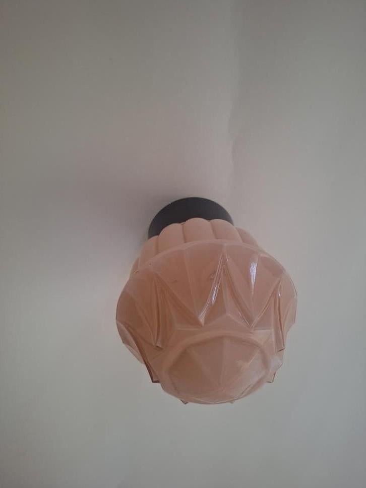 Roze glazen lampenkap, Antiek en Kunst, Ophalen of Verzenden