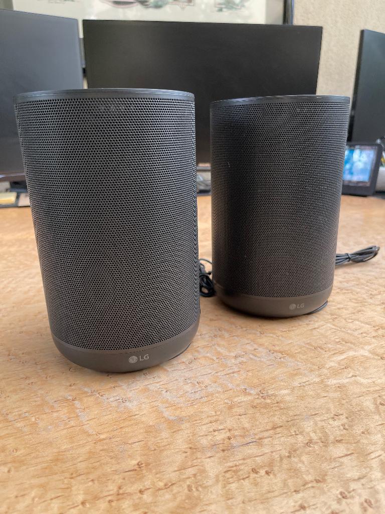 Lg WK 7 wifi/bluetooth speaker.  (2 stuks), Zo goed als nieuw, Minder dan 60 watt, Front, Rear of Stereo speakers, Ophalen