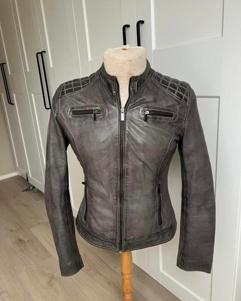 Vintage leren jack, carlo sacchi, 44, Kleding | Heren, Jassen | Zomer, Ophalen of Verzenden, Zo goed als nieuw, Zwart