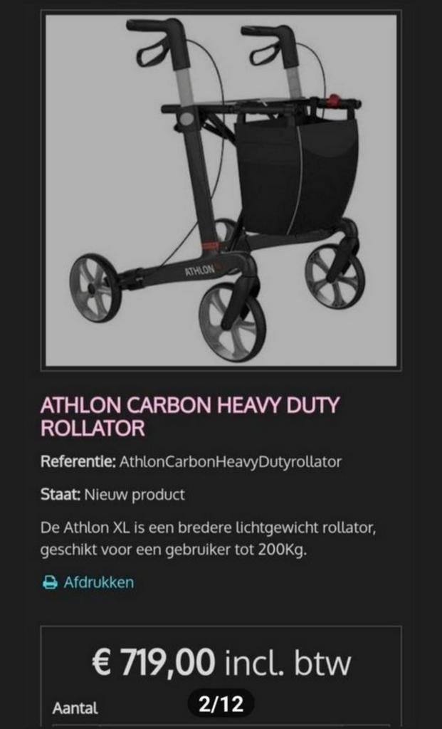 Rollator Athlon, Ophalen, Nieuw