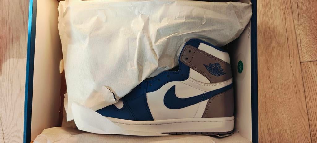 Air Jordan 1 True Blue maat 45, Kleding | Heren, Schoenen, Ophalen of Verzenden, Nieuw, Blauw