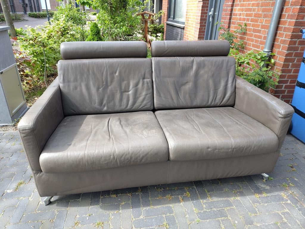 Comfortabele tweepersoonsbank van leer, Ophalen, Gebruikt, 150 tot 200 cm, Tweepersoons