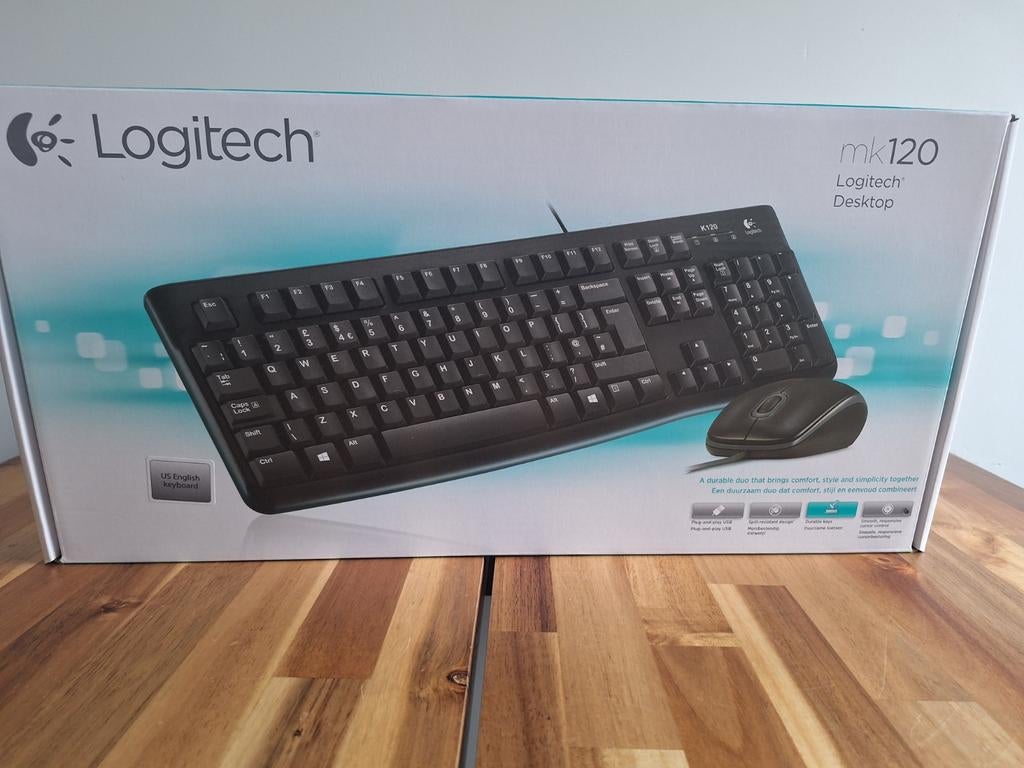 Nieuw Logitech MK120 Toetsenbord + Muis, Computers en Software, Toetsenborden, Toetsenbord en muis-set, Logitech, Nieuw, Ophalen of Verzenden