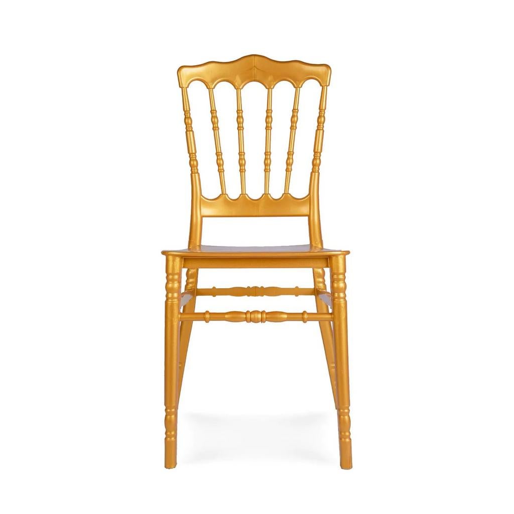 Eetkamerstoel Weddingchair honing goud 4 stuks, Huis en Inrichting, Stoelen, Ophalen, Kunststof, Overige kleuren, Zo goed als nieuw