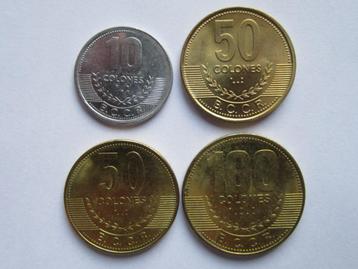 Costa Rica 10, 50 (2x) en 100 colones 2002, 2007 en 2008 ong beschikbaar voor biedingen