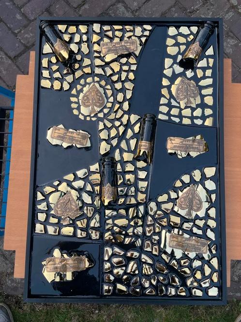 Luxe Epoxy Kunstwerk met Armand de Brignac Flessen, Antiek en Kunst, Kunst | Schilderijen | Abstract, Ophalen of Verzenden